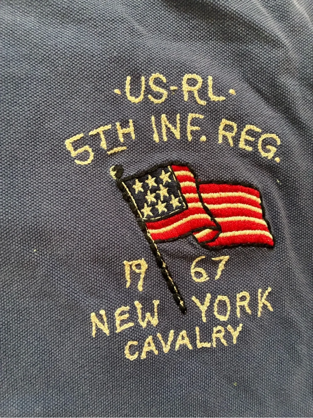 Polo by Ralph Lauren Navy Polo with American Flag Back Patch